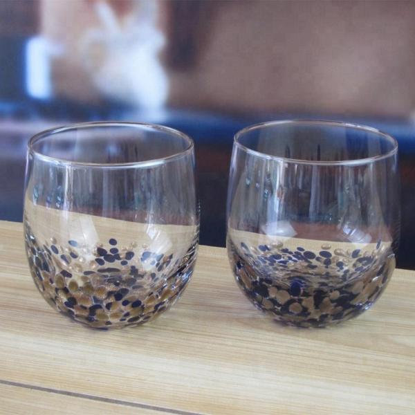 Gold Stone Bottom Glass SGS 300ml Handmade Whiskey Glass