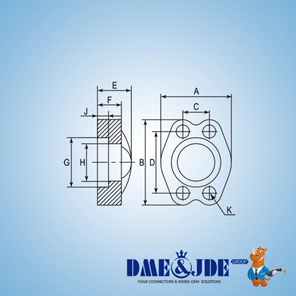 SAE Code 62 Captive Flange Hydraulic Hose Flange Self Retaining Structure DFLC6