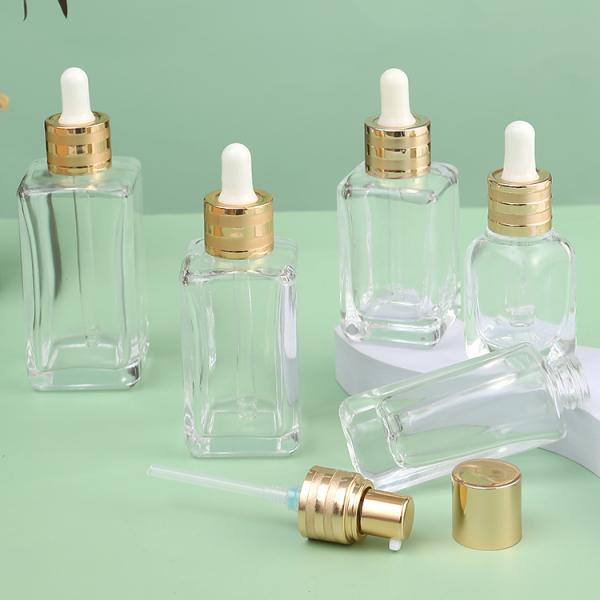 15ml 30ml 50ml Unique Green Square Glass Bottle Cosmetic Oil Glass Dropper Bottles Sealing Type Dropper Industrial Cosmetic