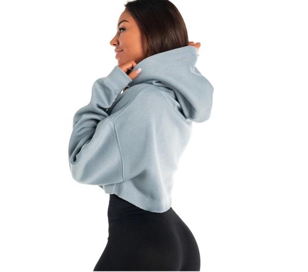 Fashion Cotton Sports Team Hoodies Printed Long Raglan Sleeve Oversized Cropped Top