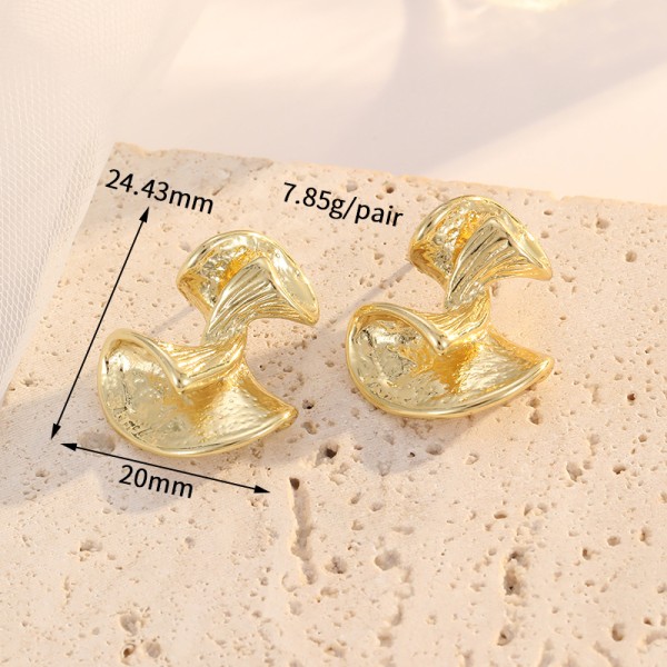 Jiexing Fashion 18k Gold Plated Stainless Steel Earrings Petal C Shaped Irregular Folding Women's Earring Accessories