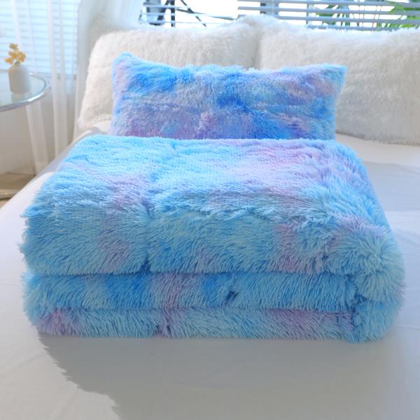 Синий галстук краситель Градиент Шелковый Теплый Минк Бархатный Постельное Покрывало на зиму 500TC Подарки