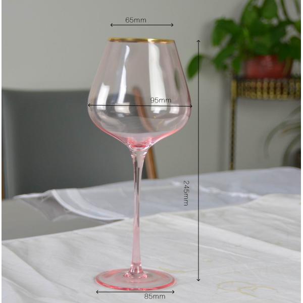 Gold Rim Pink Crystal Wine Glass For Holiday Party