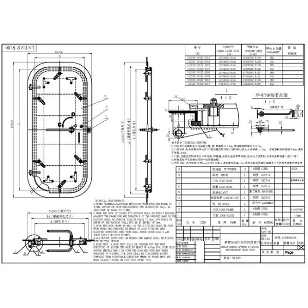 Однорычажное быстрое действие прикрепило на петлях стальной Weathertight оборудовать морского пехотинца двери