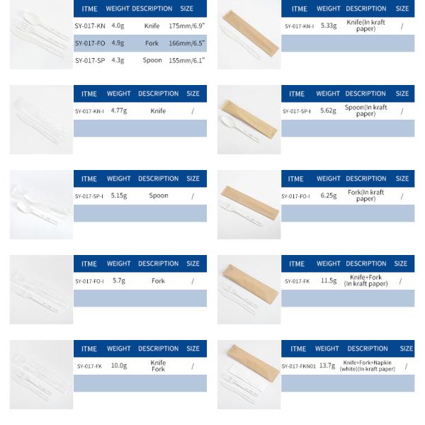 Individually Wrapped Food Grade Disposable Cutlery Biodegradable Transparent