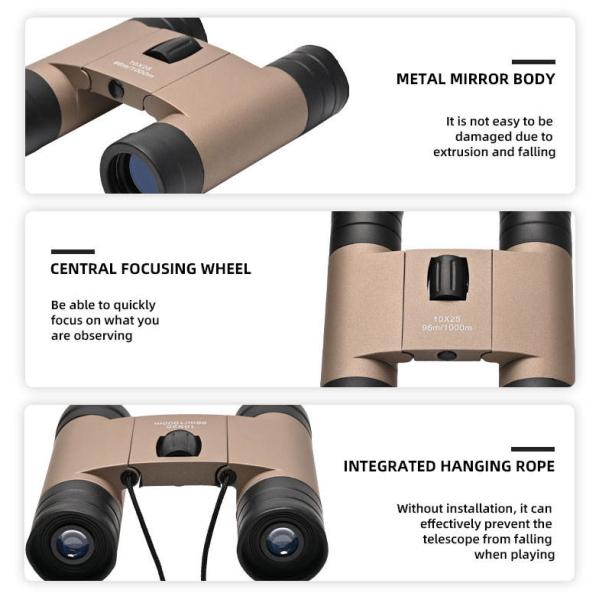 Lightweight 10x25 High Power Binoculars Roof Prism Outdoor Travel