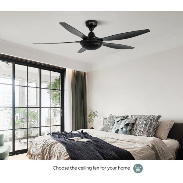 ceiling fan Потолочный вентилятор черноты мотора Dc 54 дюймов пластиковый с дистанционным управлением 6 скоростей