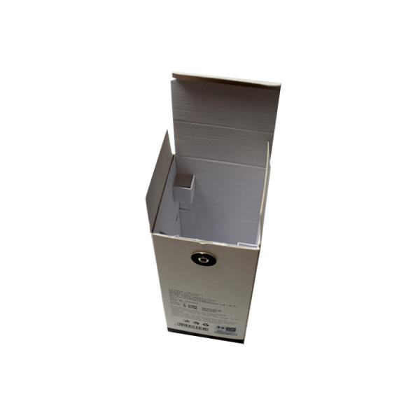 Caja de embalaje de cartón reciclado con cuerda y botón de cierre, cartón plegable