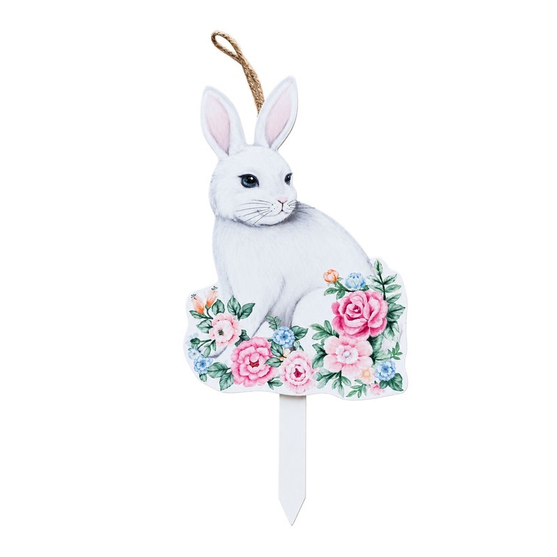 Customizable Artwork Bunny Hanging Stake with OEM/ODM Services for Seasonal Retail Easter Decoration