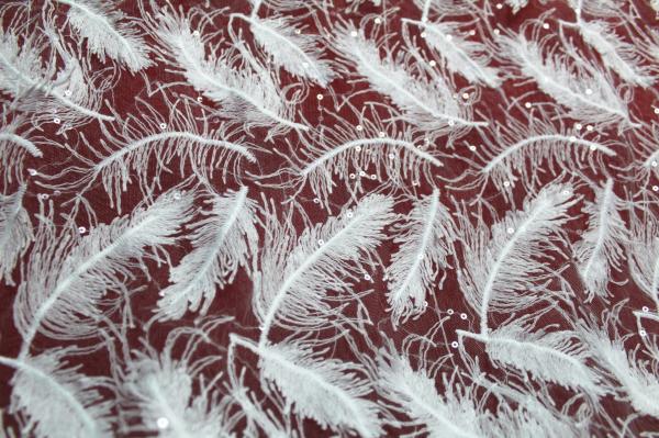 2017 Hot Sale Garment Accessories White Fether  Embroidery Lace Fabric  With Sequin
