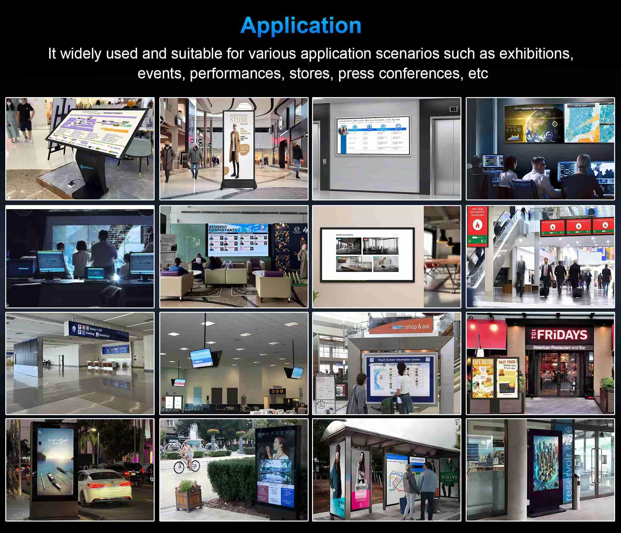 Smart Advertising LCD Player 32 to 75 Inch Digital Signage Options for Shop Bus Education Floor Stand Installation