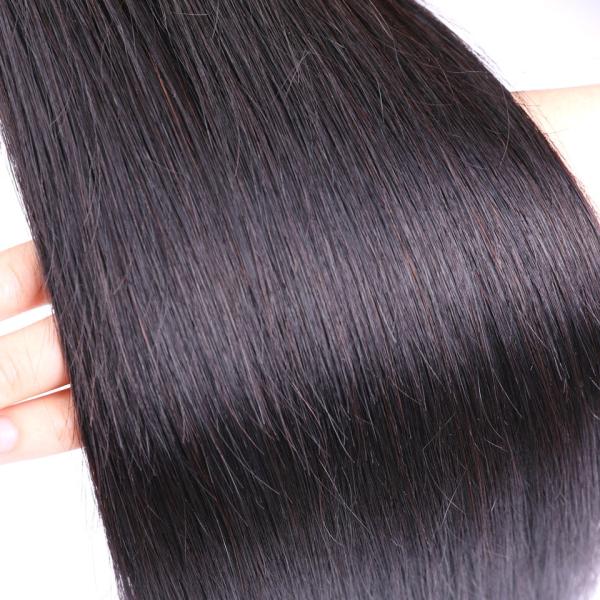 Silky Straight Remy Indian Human Hair Weave Bundles With Closure