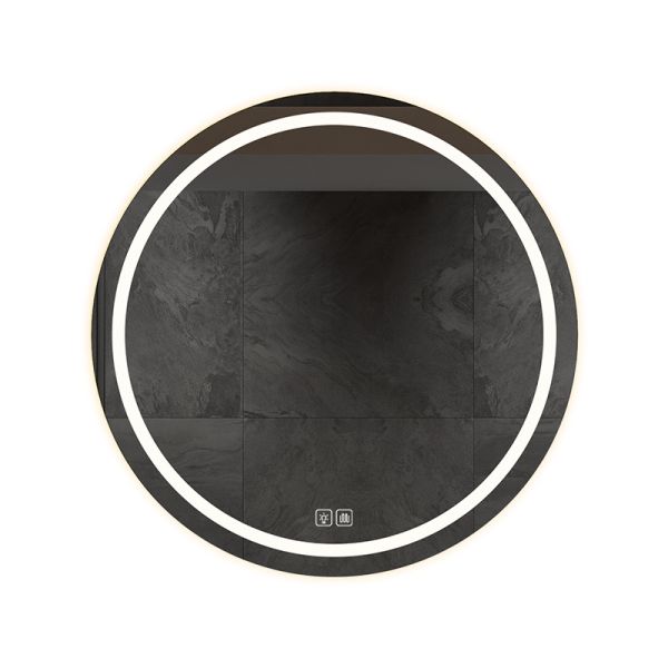 Modern frameless Round Bathroom Smart Mirror with LED Light - Anti-Fog Illuminated Vanity Makeup Mirror for Bathroom