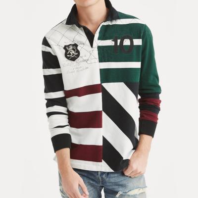 Mens Polo Style Long Sleeve Shirts Embroidered Custom Colors OEM Service