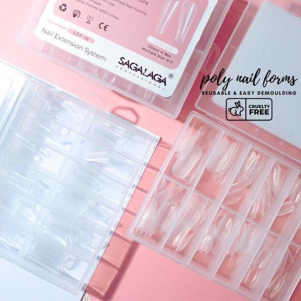 120PCS in Box Clear Full Cover Duet Dual Nail System Form for UV Gel Acrylic Nail Art Mold Artificial Nail Dual Forms Tips