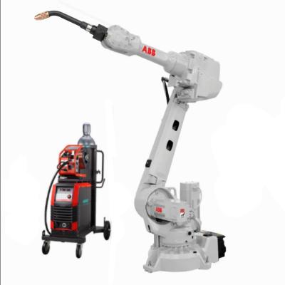 Linha central industrial do robô de solda 6 de ABB IRB-2600-20/1.65 que solda o braço robótico com fonte de alimentação de solda Megmeet CM-350