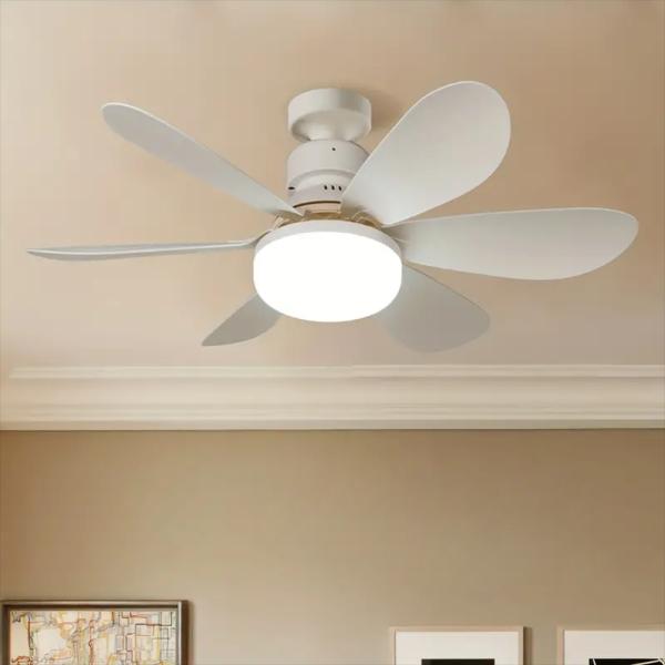 Luz de ventilador de enchufe con mando a distancia E27 Base 20,5' 'Vértice pequeño en el techo Ventiladores con luces de 3 velocidades y 3 colores bombilla de ventilador apagable