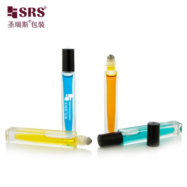 Square Shape Glass Roll On Bottle with Thick Wall and Custom Color for No Leakage No Scratching Essential Oil and Perfume