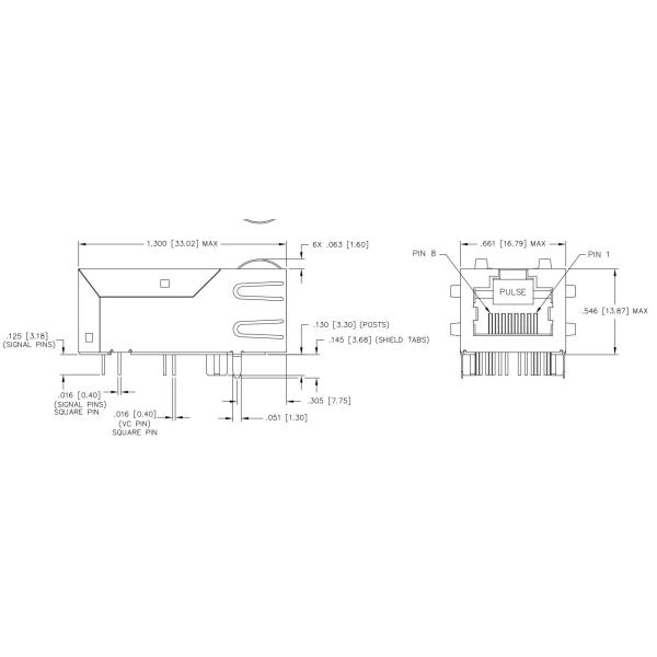 Плата порта HD BASE-T RJ45 магнитная Джек 4PAIR POE 30W JK0-8001NL одиночная вверх по приведенному НИКАКОМУ