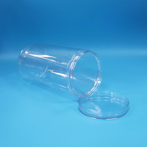 Clear PET Cylinder Round Food Grade Plastic Candy Cookies Food Jars Screw Clear Caps