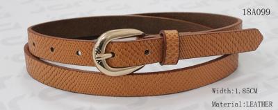 Fake Lizard Pattern Brown Womens Leather Belt Gold Zinc Alloy Buckle Available