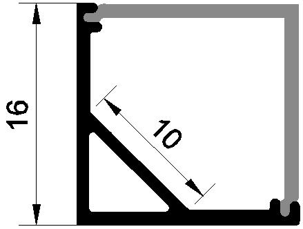 Light Weight V Type Corner Mount Aluminum LED Profile Housing 16 * 16mm