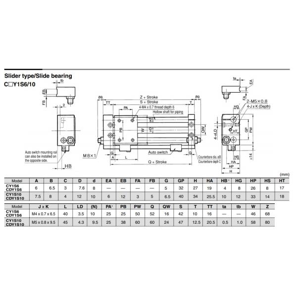 Цилиндр CDY1S40H-200 SMC магнитно соединил слайдер Rodless нося пневматический цилиндр
