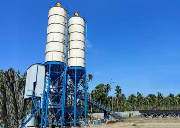 Stationary Precast Concrete Batching Plant 90m3/H Belt Ready Mix HZS90 For Bridge
