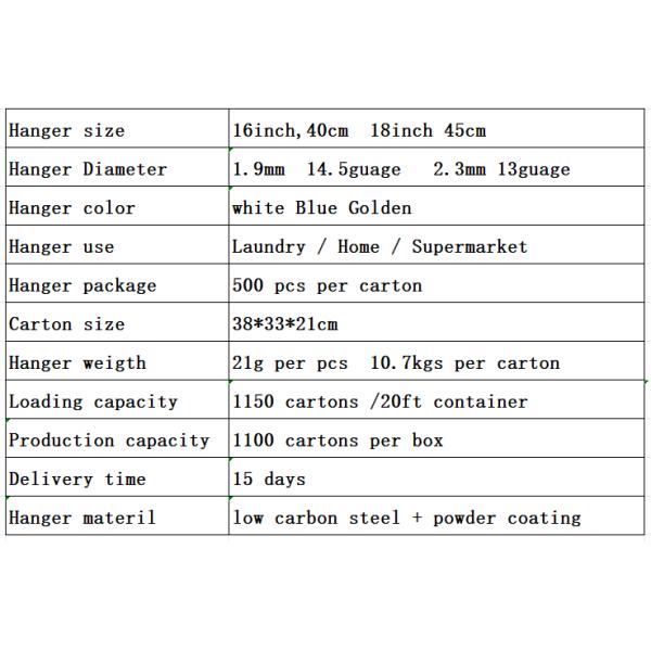 16inch Good Quality Wire Shirt Hangers For Laundromat