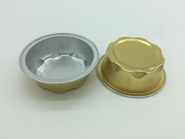 Round Gold Foil Cupcake Holders , Foil Baking Cups Paper Liner HighTemp Resistant