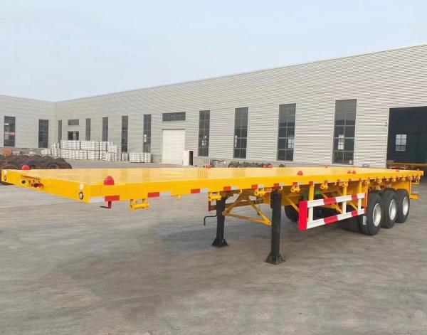 12 Tire Strength Tri Axle Container Flat Bed Tractor Trailer With Jost E100 Landing Gear