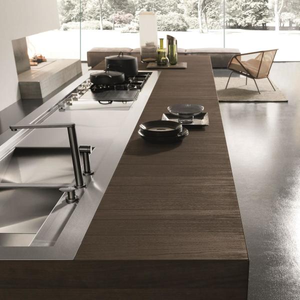 Kitchen Design Custom Smart Complete Sets Stainless Steel Kitchen Cabinets With Wood Grain Island