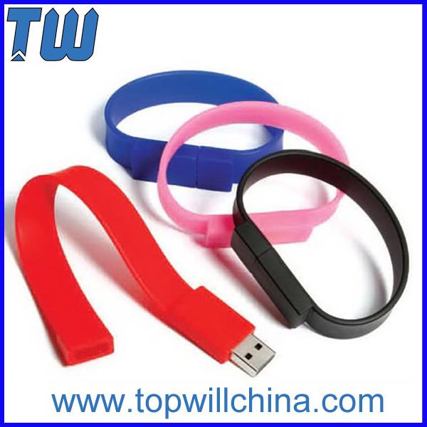 Colorful Easy to Carry Silicon Wristband Thumb Drives 2GB 4GB for Gifts with Logo Printing