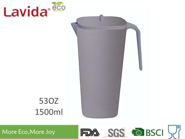 Non-Toxic Environmental Friendly Bamboo Water Jug Plastic Pitcher Beverage Jug With Customized Prints and Color