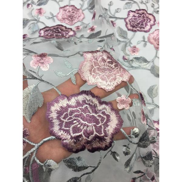 Флористическая вышитая ткань шнурка сетки, вышитая ткань шнурка Тюль для платья свадьбы