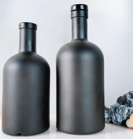 Matt Black Glass Olive Oil Bottle with Wooden Cork 100ml 200ml 375ml 500ml 750ml 1000ml