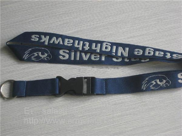 polyester embroidered woven lanyards,economic woven jacquard neck lanyard factory in China
