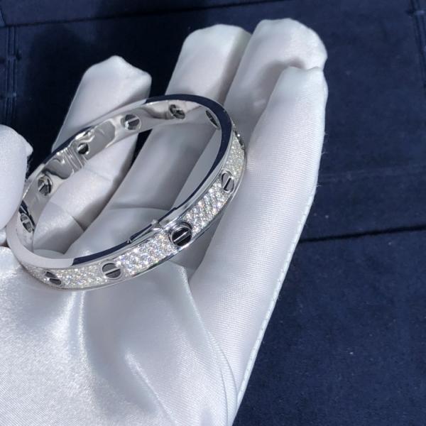 Factory Custom Fine Jewelry 18k White Ogold LOVE Bracelet, Diamond-Paved, Ceramic Bracelet