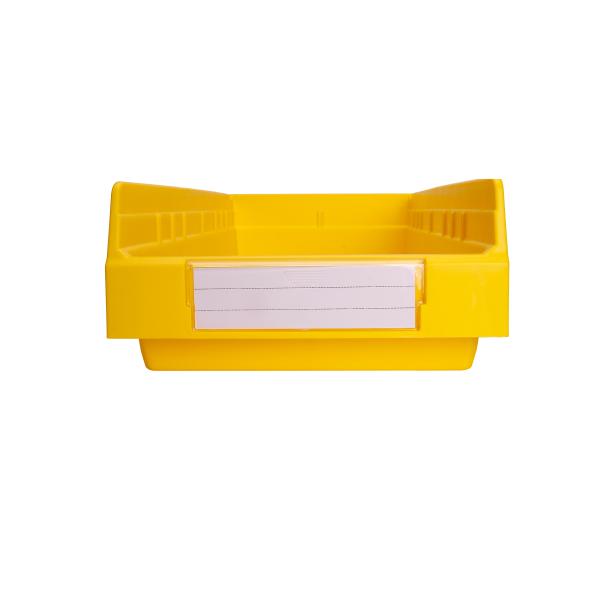 Caja de almacenamiento de juguetes de plástico frontal semiabierta con estante plegable