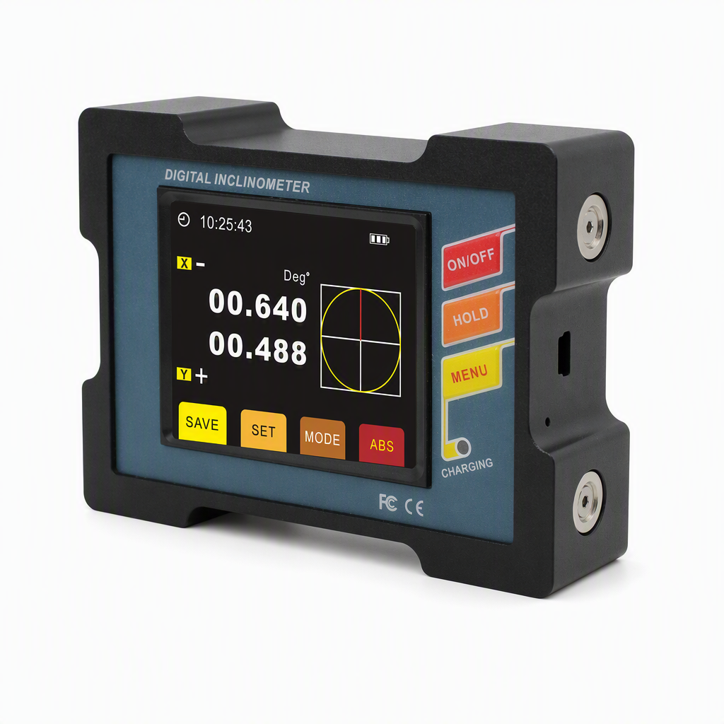 Dual Axis Digital Inclinometer with 0.001° Resolution, ±30° Measurement Range and 64 True Color Night Vision LCD