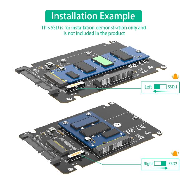 2 in 1 M.2 NGFF Key B & MSATA SSD to 2.5 SATA3 Adapter with Plastic Enclosure Supports 2280/2260/2242/2230 mm M.2 SSD Transparent to OS Hi-Speed SATA3/6Gbps