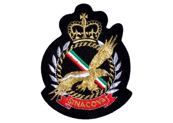 Laser Cut Sew On Gold Lurex Embroidery Military Badge For Uniform