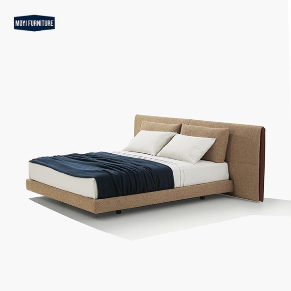 Linen Upholstered Modular Italian Art Design Headboards Queen Frame King Size Modern Luxury Bed