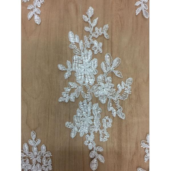 2017 new design embroidry tulle lace fabric  With Cord for Bridal Dress