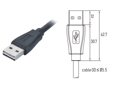мужчина 2,0 кабелей соединителя USB PVC 2m 4 несущая контакта Pin PBT