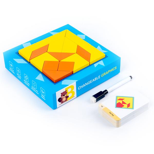 Kids Wooden Toys Pattern Jigsaw Puzzle Creativity Tangram Montessori
