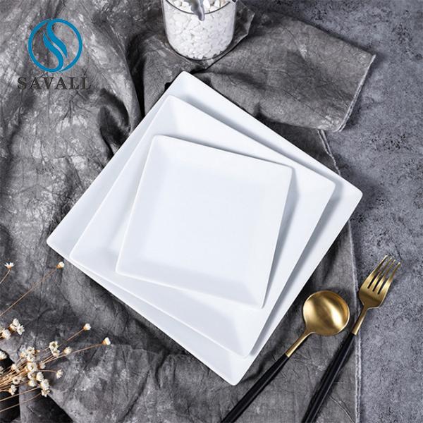 Scandinavian Square Porcelain Plates 24.75cm