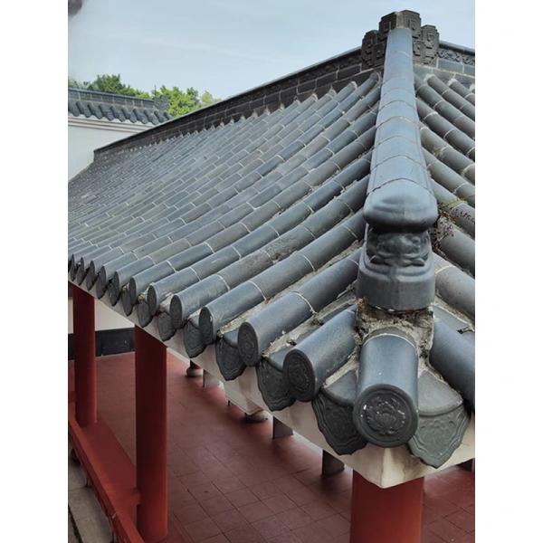 Traditional Chinese House Grey Glazed Clay Roof Tiles For Hotel Restaurant Shop Covering