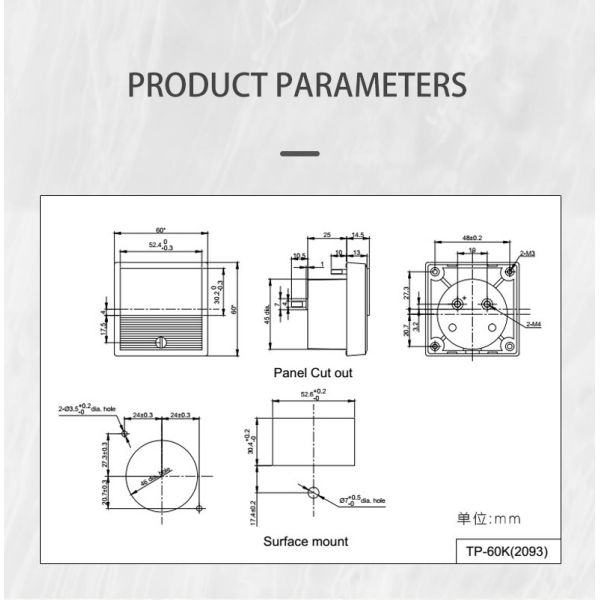 Ymiho TP-60K Analog Panel Ammeter 7.5A for Welding Machines & Distribution Equipment, Replaceable with Yokogawa/Kangbi Models, High Accuracy 2.5 Class