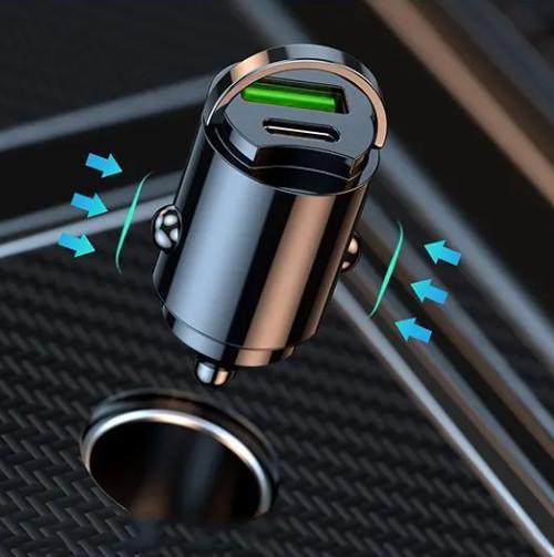 Car Phone Charger Metal Pull Ring PD30W USB Car Charger Super Fast Charge QC 3.0